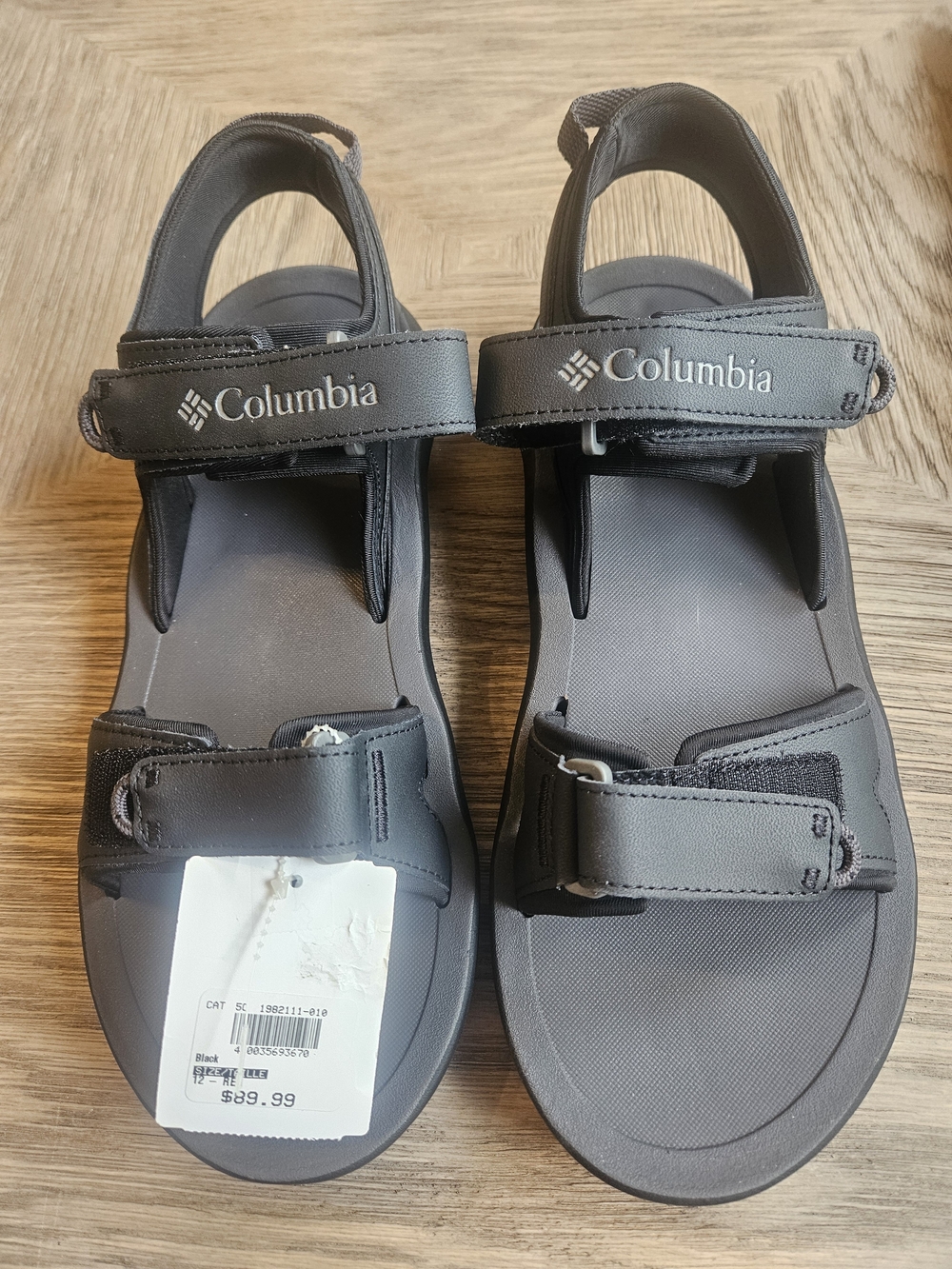 Columbia Men's Black Adjustable Strap Outdoor Hiking Trail Sandals - size 12 NWT
